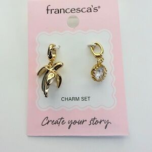 Francesca's Collections Gold Banana & Crystal Charm Earring Set - Gold